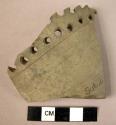 Potsherd - gray ware, incised, perforated