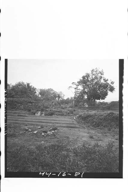 Panorama of N. side of Mound 1 complex, end of 1944 season.  Looking S.