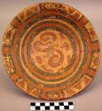 Footed polychrome pottery bowl
