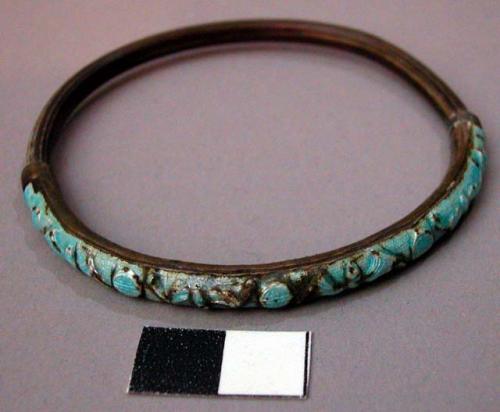 Pair of Wooden Bracelets, Partially Covered in Metal