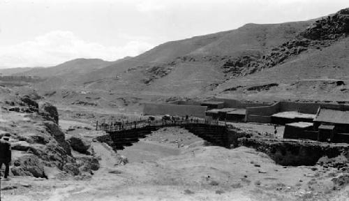 Buildings at base of mountain