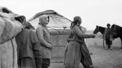 People standing by tents