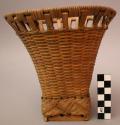 Basket, woven bamboo?, square base, flared openwork rim