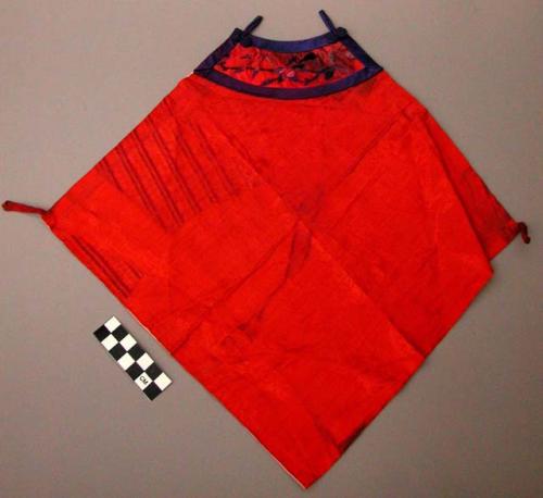 Part of a Set of Child's Clothes:  Red Elaborately Decorated Cotton/Synthetic Bi