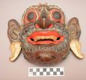 Carved and painted wooden mask used in the topeng and padjegan, two +