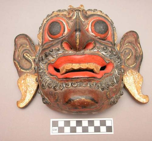 Carved and painted wooden mask used in the topeng and padjegan, two +