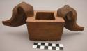 Box, lidded, rectangular, 2 animal heads at ends, serrated ears and ridge
