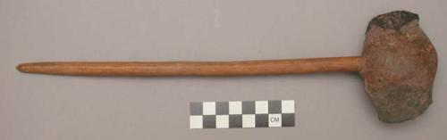 Hafted stone implement, axe or mawl