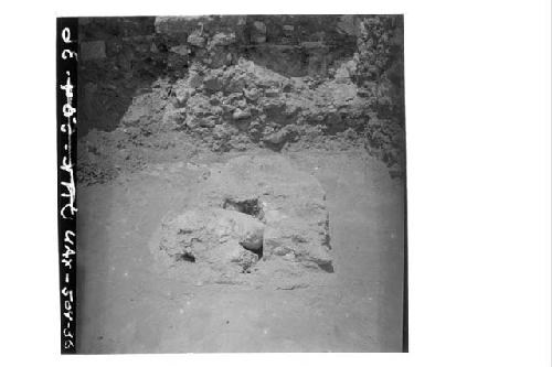 A-V: Animal burial (wild cat) under early stairway up to Rooms 53 and 56 before