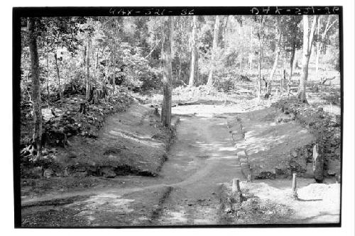 B-V: looking S. down Ball Court after excavation