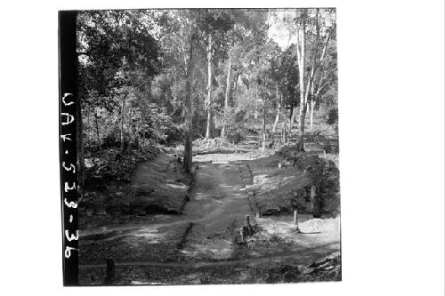 B-V: looking S. down Ball Court after excavation