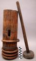 Very primitive churn made of small log about 2' long & 6" diameter +