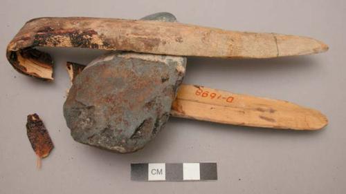 Axe with wooden handle