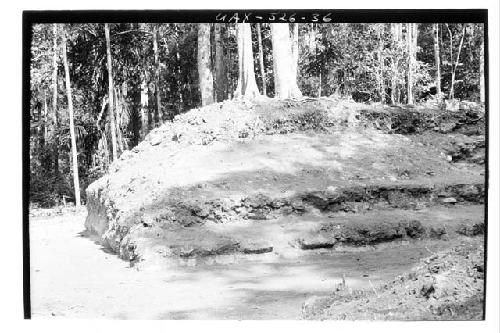 B-V: looking W. at S. end of W. side of Ball Court after excavation