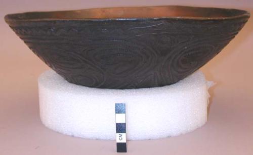 Bowl with carved and painted design