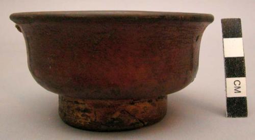 Wooden tsampa bowl with red lacquer finish