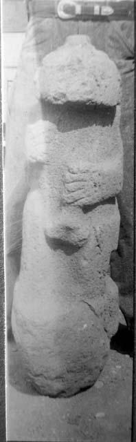 Two small stone sculptures. (412, 412a) front and side of stone sculpture.