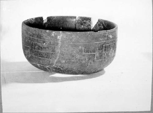 Gray to Blackware curved wall bowls, Moller Coll. (Mo. 72, 73, 74, 75).