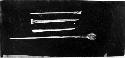 Carved bone implements from A-V.  Cat. Nos. 3502, 4065, 3741, 4000.