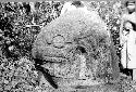 Huge Jaguar Head stone sculpture