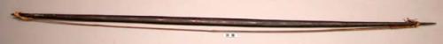 Bamboo bow, 59.5 in. l. x 1.5 in. diam, black wood bow (?), +