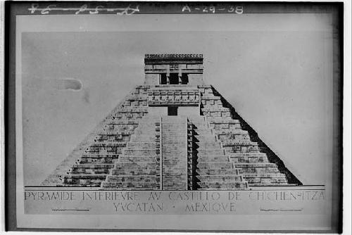 Illustration of Pyramide Interieure Au Castillo de Chichen-Itza Yucatan Mexique ; copy negative of PM# 50-63-20/17611