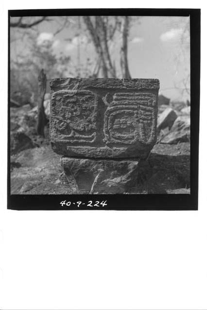 Hieroglyhic jamb stone in hilltop milpa, #4.