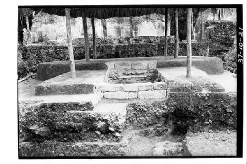 Looking south at House platform C in  Structures A-V showing the stone construct