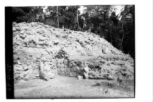 Structures A-II, close up of south side of stairway showing block in centre