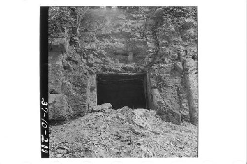 Doorway into one of the rooms on the east side of the court, Structure 1.