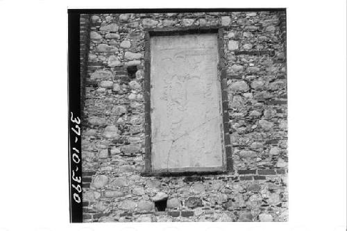 Tablet from ruins of Palenque in the left side of the Church as we face it.