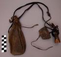 Man's girdle with leather powder pocket, powder measure and pocket +