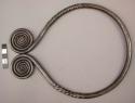 Iron necklets, spiral grooving, ends worked into snail-shell pattern (nkunda)