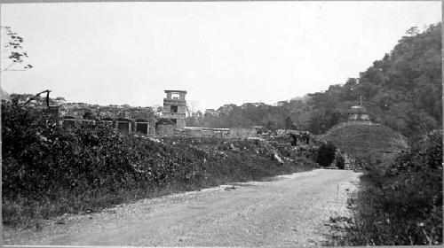 Palace and Temple of the Cross seen from the W with new paved road in foreground