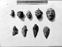 1-3, pottery figurine heads from Santa Amelia; 4, a figurine head and 5,a small