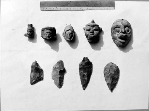 1-3, pottery figurine heads from Santa Amelia; 4, a figurine head and 5,a small