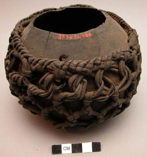 Coconut shell in basket - used for cooked meat for children