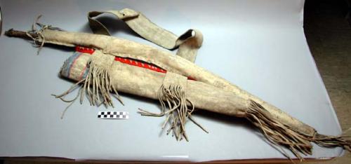 Sinew backed bow, bow case, and quiver and 8 iron pointed arrows
