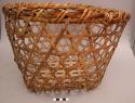 Basket - open plain weave bottom, hexagonal weave sides; split bamboo