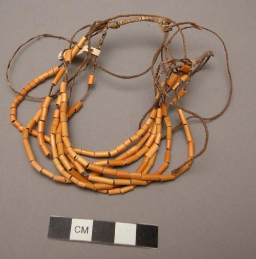 Necklaces, bugle grass beads