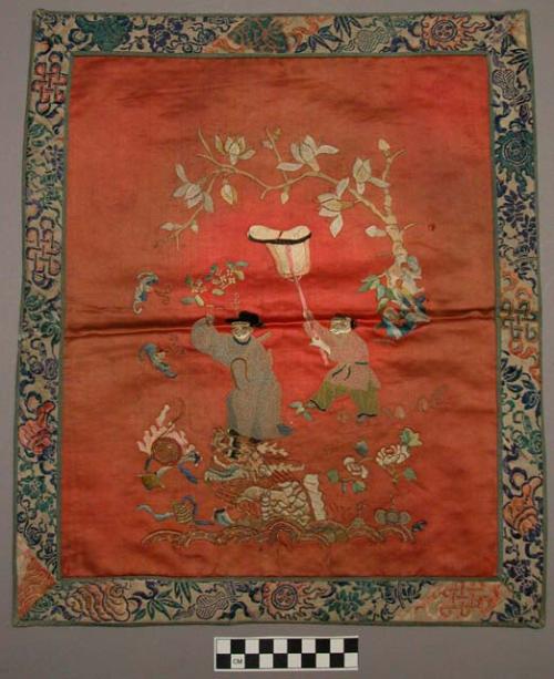 Embroidered silk panel