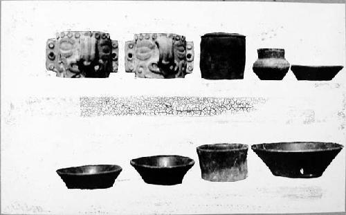 Ceramic effigy bowls, vases