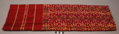 Red cotton and silk ikat sash