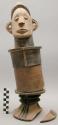 Bark treasure or honey container, wooden head on top