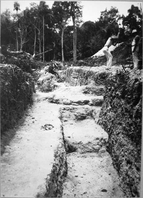 N.E. trench near plaza edge looking west.  E. group