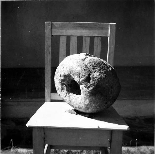 Stone sculpture, top and front view