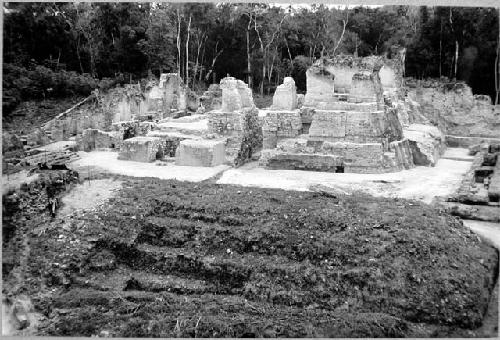 A-V: East side from top of A-XVIII.  Period IV rooms removed on East side