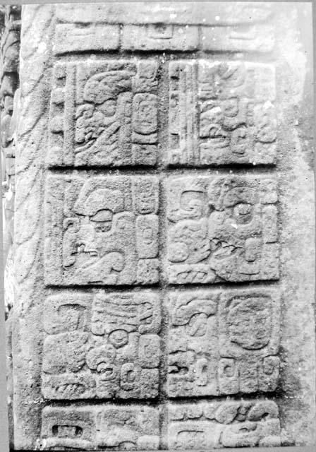 Stela A, east side glyph detail