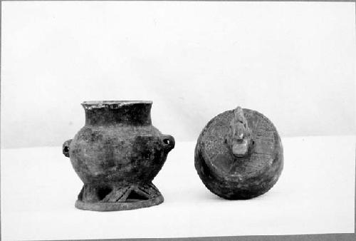 Miniature vessel with cover, blackware