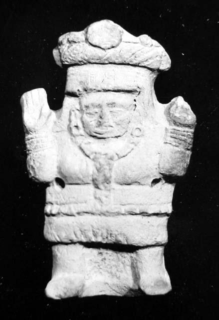 Ceramic figurine, anthropomorphic, standing, hands up